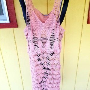 PEACH BOHEMIAN KNIT DRESS